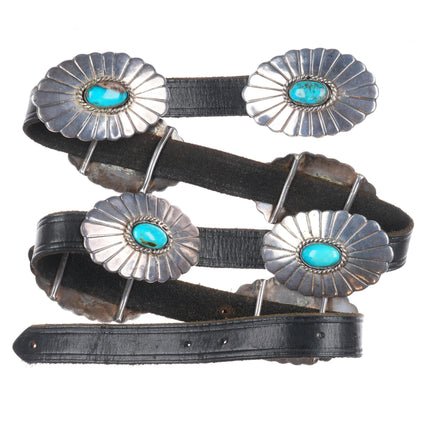 38" Vintage Navajo sterling silver turquoise concho belt