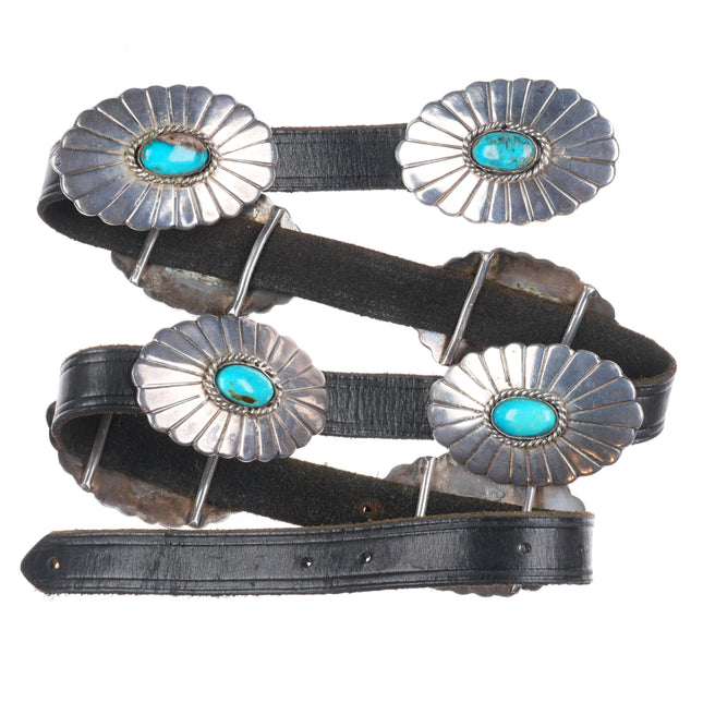 38" Vintage Navajo sterling silver turquoise concho belt
