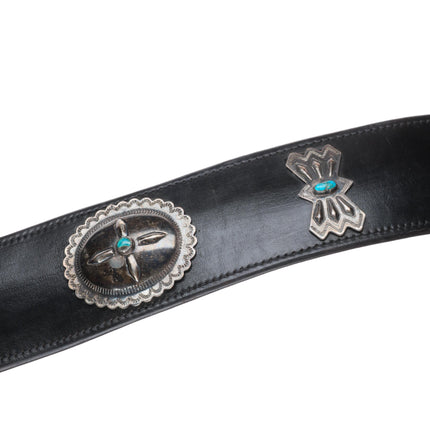 1940's Navajo turquoise/sterling silver butterfly concho belt mustache buckle