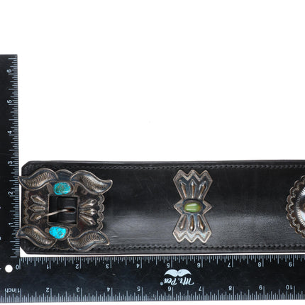 1940's Navajo turquoise/sterling silver butterfly concho belt mustache buckle