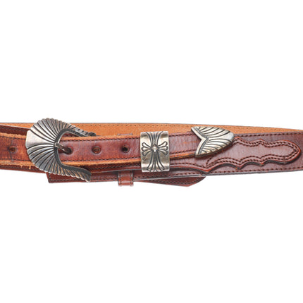 Allison Snowhawk Lee Navajo sterling silver 3/4" ranger belt buckle set on 30"