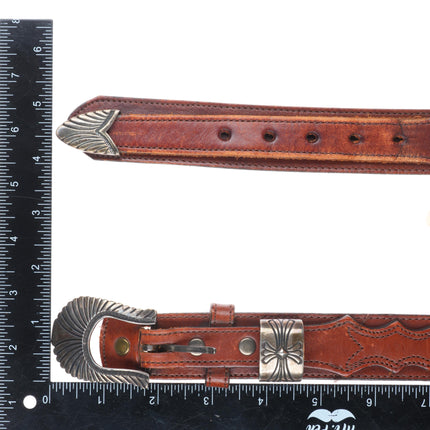 Allison Snowhawk Lee Navajo sterling silver 3/4" ranger belt buckle set on 30"