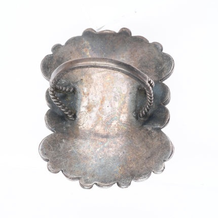 sz9 c1950's Zuni Ondelacy Family green turquoise cluster sterling silver ring