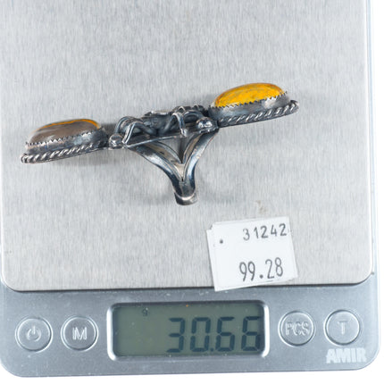 sz6 Marcus Chavez Navajo figural Bumblebee sterling silver jasper ring