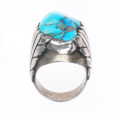 sz11.75 Heavy Navajo sterling silver vintage turquoise men's ring