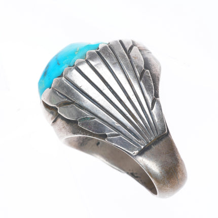 sz11.75 Heavy Navajo sterling silver vintage turquoise men's ring