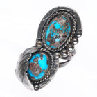 sz8 Vintage Navajo sterling silver high grade two stone turquoise ring