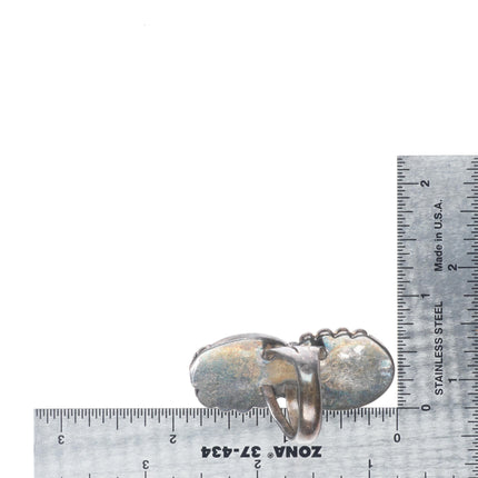 sz8 Vintage Navajo sterling silver high grade two stone turquoise ring