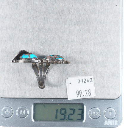 sz8 Vintage Navajo sterling silver high grade two stone turquoise ring