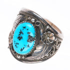 sz11.5 Y Vintage Navajo sterling silver Kingman turquoise 1980's feather ring