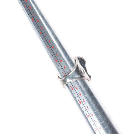 sz7.5 Big vintage Zuni carved turquoise sterling silver ring c1950's