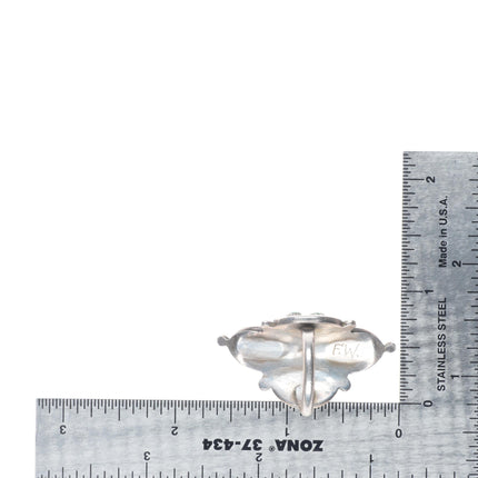 sz7 Vintage Zuni sterling silver green turquoise snake eye ring