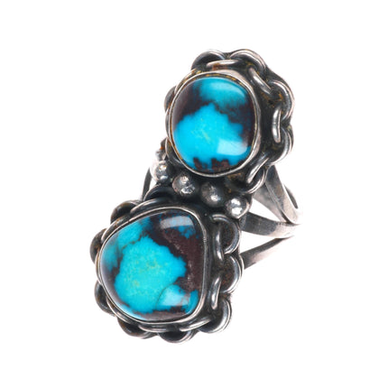 sz7.5 Bisbee Turquoise 1950's Vintage Navajo sterling silver ring