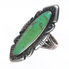 sz7 Vintage Bell Trading Post Navajo sterling silver long green turquoise ring