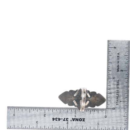 sz7 Vintage Bell Trading Post Navajo sterling silver long green turquoise ring