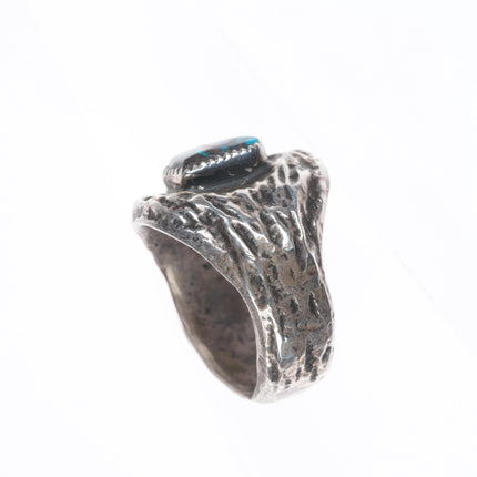 sz9 High grade spiderweb turquoise vintage Navajo sterling silver ring
