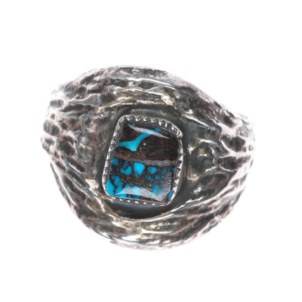 sz9 High grade spiderweb turquoise vintage Navajo sterling silver ring