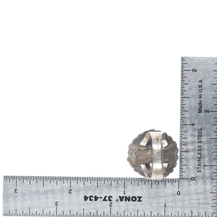 sz9 Vintage Zuni sterling silver green/blue turquoise cluster ring