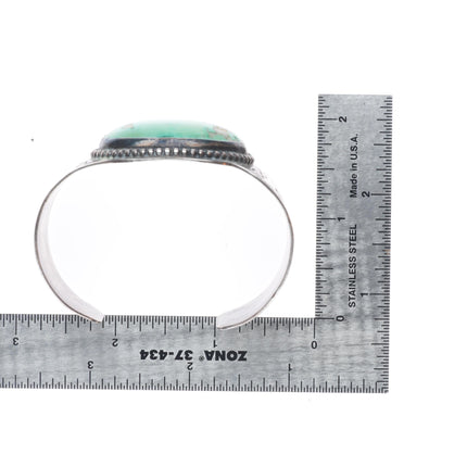 6.5" c1940's Large Fred Harvey sterling silver cuff bracelet green turquoise