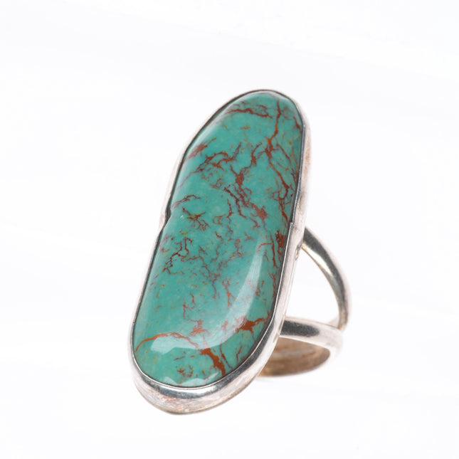 sz9.5 Adam Fierro Mestizo sterling silver long turquoise vintage ring