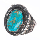 sz10.2 Lloyd Oliver Navajo code talker high grade turquoise sterling silver ring