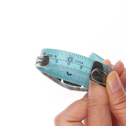 6.5" c1940's vintage Navajo sterling silver turquoise hand stamped cuff bracelet