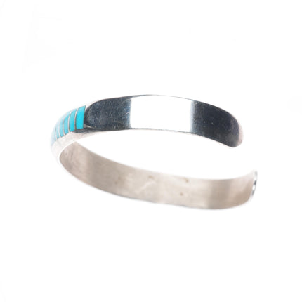 6" RJT Zuni sterling silver turquoise channel inlay stacker cuff bracelet
