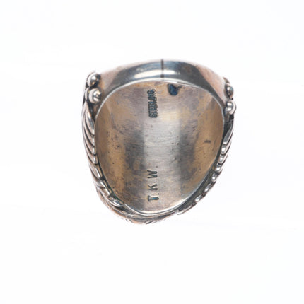 sz9.5 Navajo Tim Kee Whitman Vintage high grade turquoise sterling silver ring