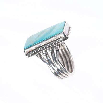 sz7 Orville Tsinne Navajo sterling silver ring rope edge with nice turquoise