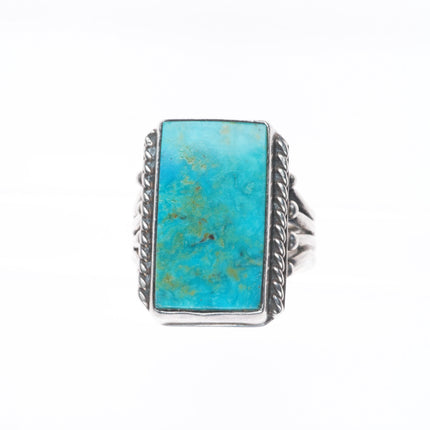 sz7 Orville Tsinne Navajo sterling silver ring rope edge with nice turquoise