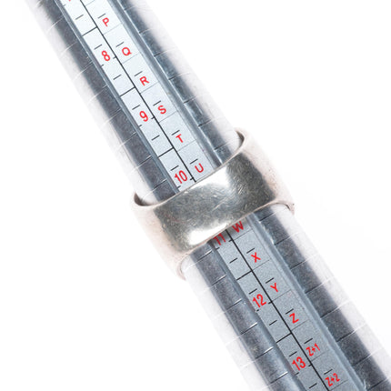 sz11 Big Vintage John & Rosalie Bowannie sterling silver intarsia inlay ring