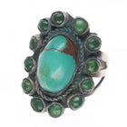 sz4.75 30's-40's Vintage Navajo sterling silver snake eye turquoise border ring