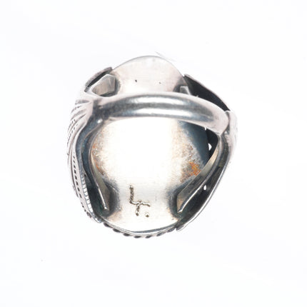 sz9.5 Vintage Native American LT Sterling men's ring with nice turquoise