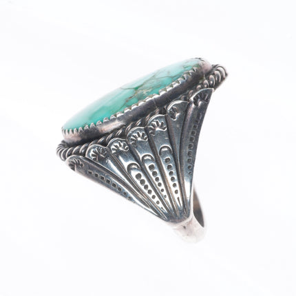 sz9.5 Vintage Native American LT Sterling men's ring with nice turquoise