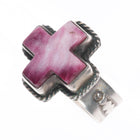 sz9 Gary G Navajo adjustable sterling silver spiny oyster cross ring