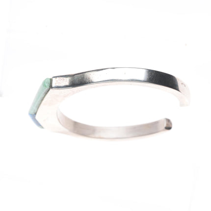 6" Native American sterling silver waterweb turquoise/denim lapis cuff bracelet