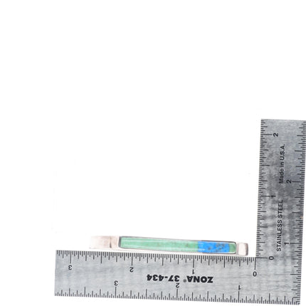 6" Native American sterling silver waterweb turquoise/denim lapis cuff bracelet