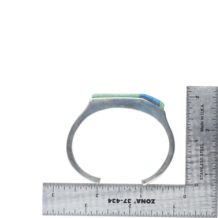 6" Native American sterling silver waterweb turquoise/denim lapis cuff bracelet