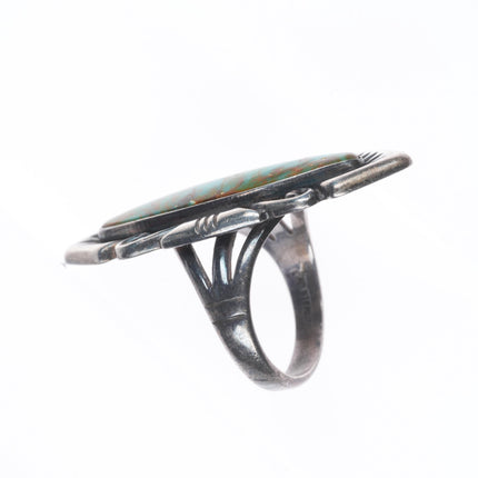 sz7 Vintage Bell Trading post long high grade turquoise sterling silver ring