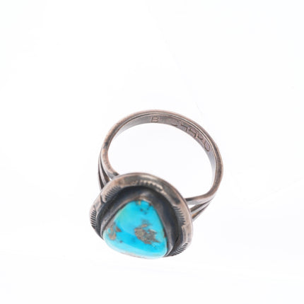 sz7 Benny Chapo Navajo vintage Morenci pyrite turquoise sterling silver ring