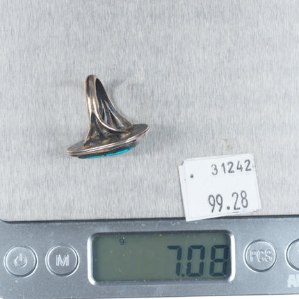 sz7 Benny Chapo Navajo vintage Morenci pyrite turquoise sterling silver ring