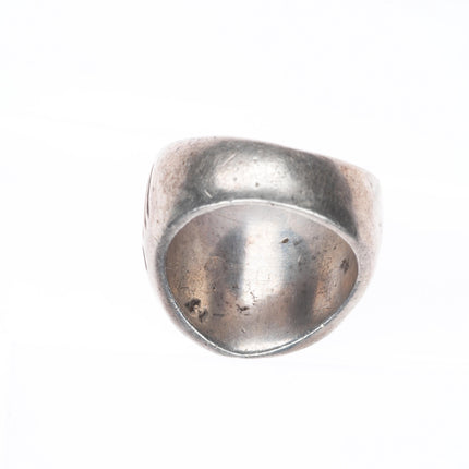 sz8.5 Vintage Navajo sterling silver turquoise 3 stone ring stamped sides