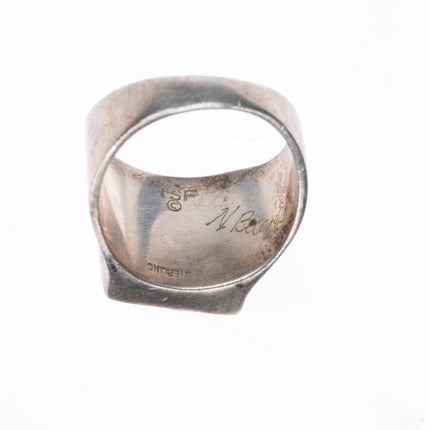 sz12 Vintage Navajo sugilite, turquoise, lapis sterling silver men's inlay ring