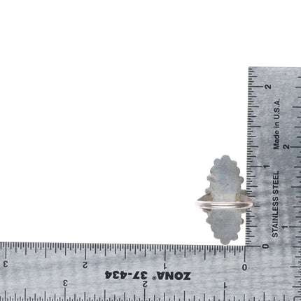 sz6.25 Vintage Zuni sterling silver petit point turquoise cluster long ring