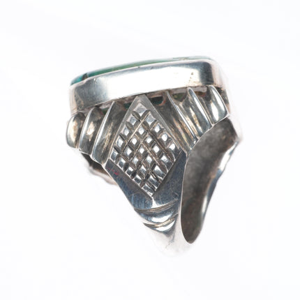 sz9 Vintage southwestern sterling silver green turquoise ring