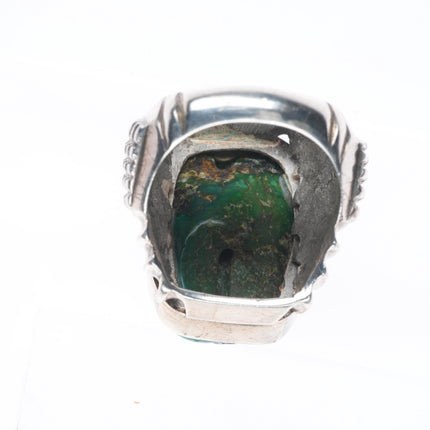 sz9 Vintage southwestern sterling silver green turquoise ring