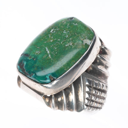 sz9 Vintage southwestern sterling silver green turquoise ring