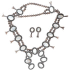 Vintage Navajo sterling silver mother of pearl squash blossom necklace/earrings