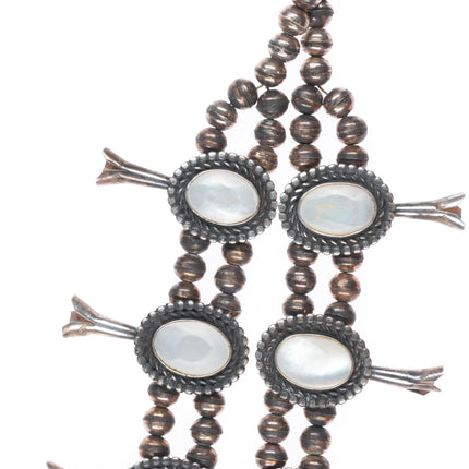 Vintage Navajo sterling silver mother of pearl squash blossom necklace/earrings