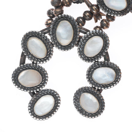 Vintage Navajo sterling silver mother of pearl squash blossom necklace/earrings